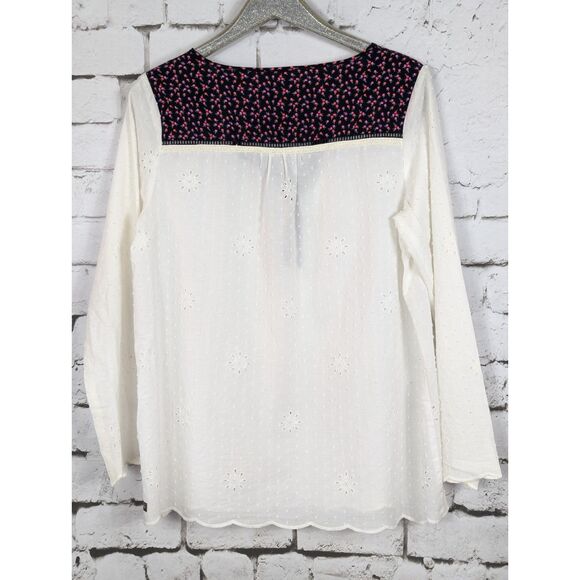 MATILDA JANE Ditsy Floral Embroidered Peasant Boho Cottage Eyelet Top Size XL - Picture 5 of 8